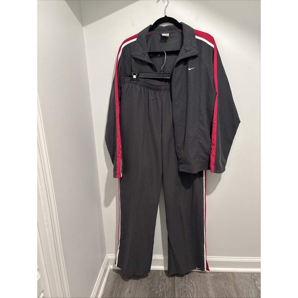 Nike Vintage Y2K Women's XL (16-18) Gray Tracksuit Windbreaker Jacket Pants Set